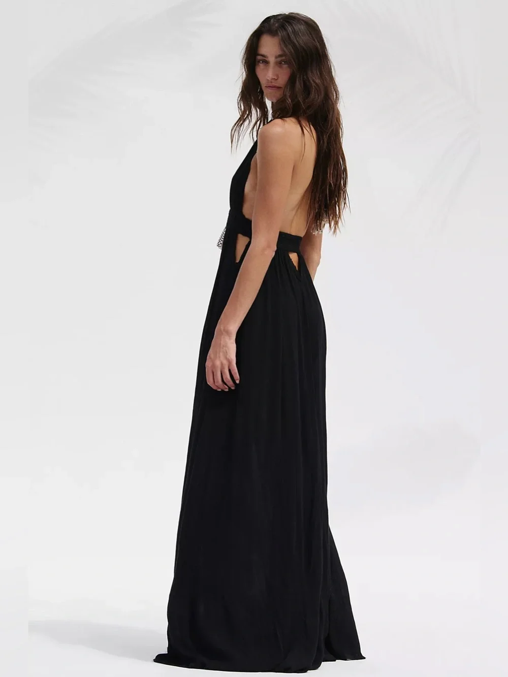 Free People Black Backless Halter Maxi Dress - Picture 3 of 11